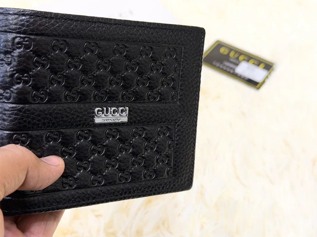 Gucci Black GG Monogram Bifold Wallet