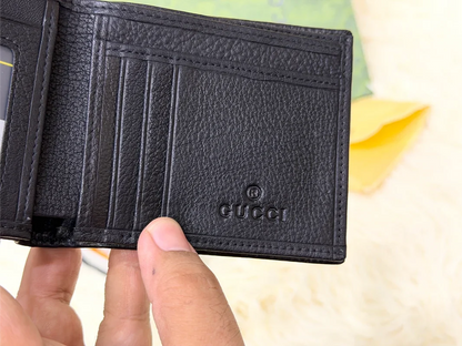 Gucci Black GG Monogram Bifold Wallet with Signature Emblem
