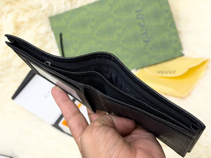 Gucci Black GG Monogram Bifold Wallet with Signature Emblem