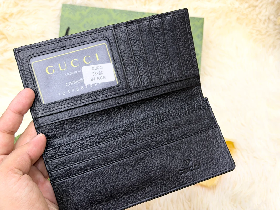 Gucci Black GG Monogram Long Wallet