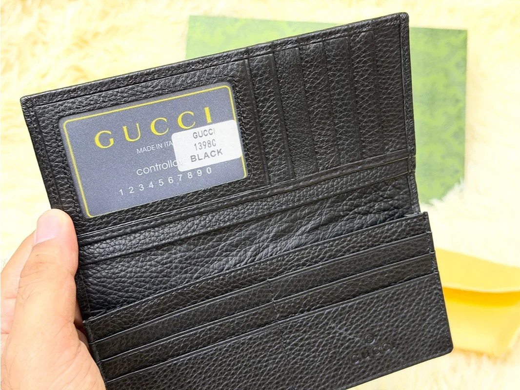 Gucci Black GG Monogram Long Wallet