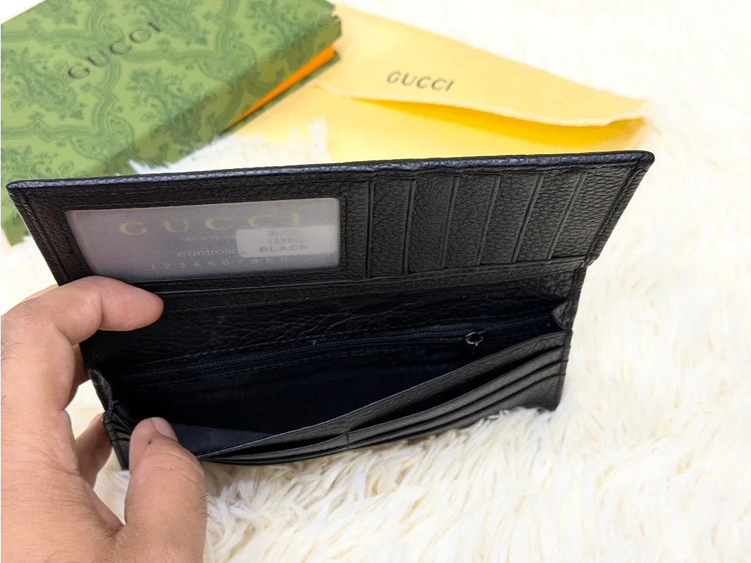 Gucci Black GG Monogram Long Wallet