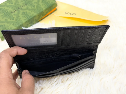 Gucci Black GG Monogram Long Wallet