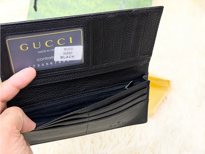 Gucci Black GG Monogram Long Wallet