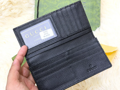 Gucci Black GG Monogram Long Wallet with GG Emblem