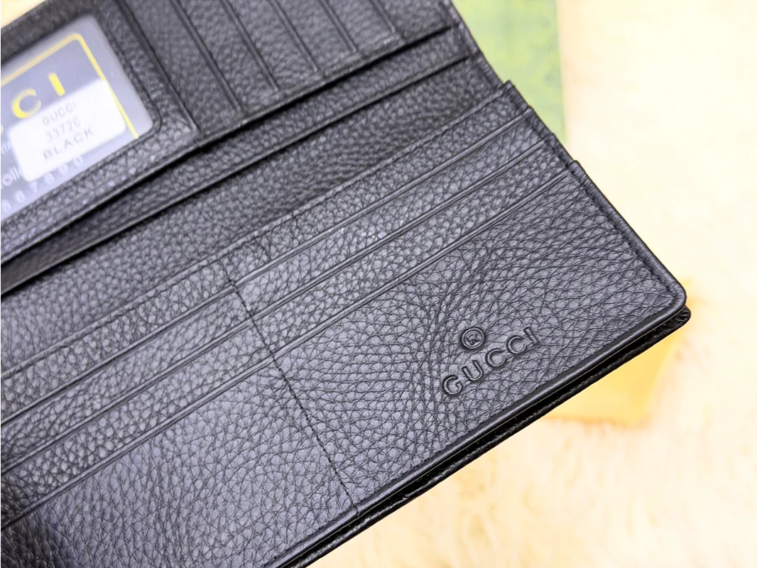Gucci Black GG Monogram Long Wallet with GG Emblem