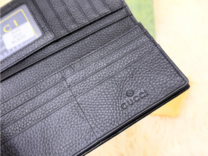 Gucci Black GG Monogram Long Wallet with GG Emblem