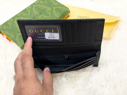 Gucci Black GG Monogram Long Wallet with GG Emblem