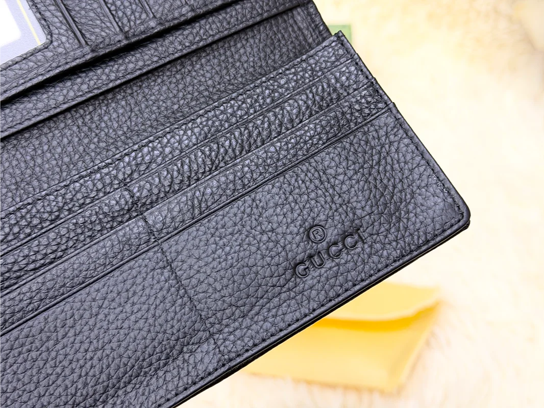 Gucci Black GG Monogram Long Wallet with Web Detail