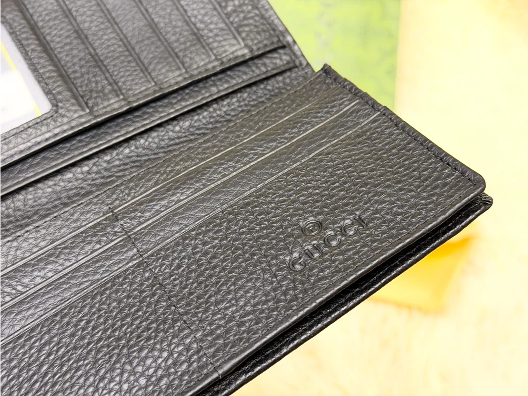 Gucci Black GG Monogram Long Wallet with Web Detail