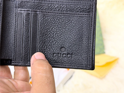 Gucci Black GG Monogram Wallet with Green Red Web Stripe