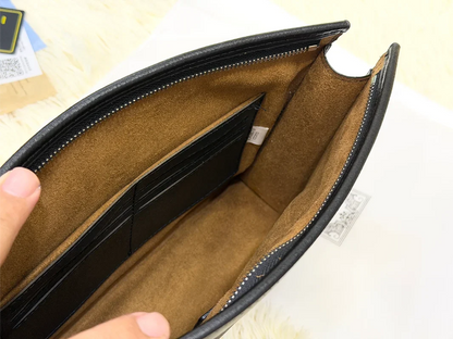 Gucci Black GG Monogram Web Stripe Zip Pouch