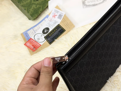 Gucci Black GG Monogram Zip Pouch