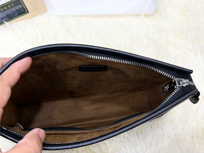 Gucci Black GG Monogram Zip Pouch
