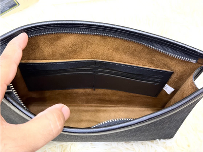 Gucci Black GG Monogram Zip Pouch