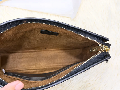 Gucci Black GG Pattern Double G Zip Pouch