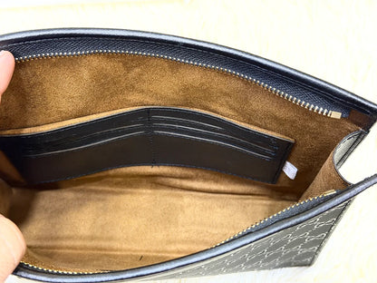 Gucci Black GG Pattern Double G Zip Pouch