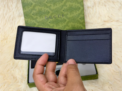 Gucci Black Grain Wallet Gift Set with Card Holder & Keychain
