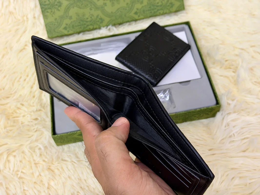 Gucci Black Monogram Wallet Gift Set with Card Holder & Keychain