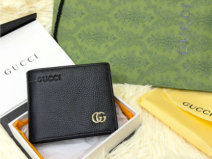 Gucci Black Textured Bifold Wallet with GG Emblem