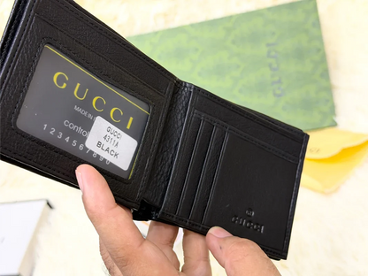 Gucci Black Textured Bifold Wallet with GG Emblem