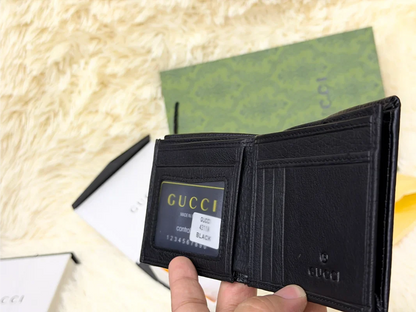 Gucci Black Textured Bifold Wallet with GG Emblem