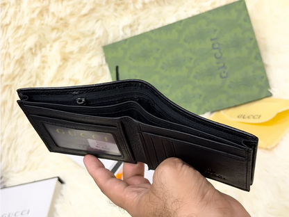 Gucci Black Textured Bifold Wallet with GG Emblem