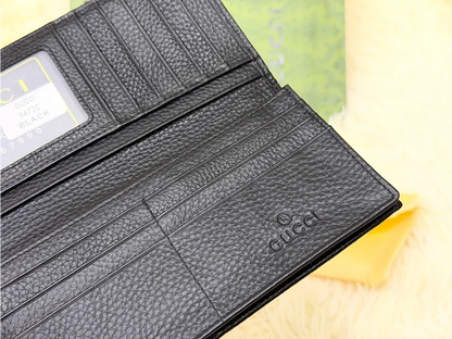 Gucci Black Textured Long Wallet with Mini GG Logo