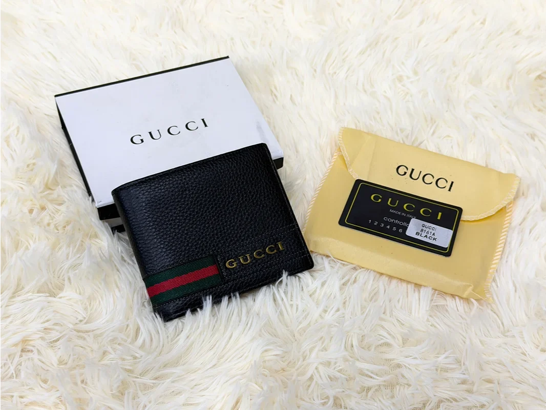 Gucci Black Wallet with Green & Red Web Stripe