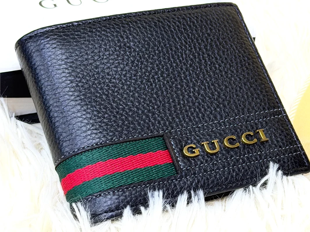 Gucci Black Wallet with Green & Red Web Stripe
