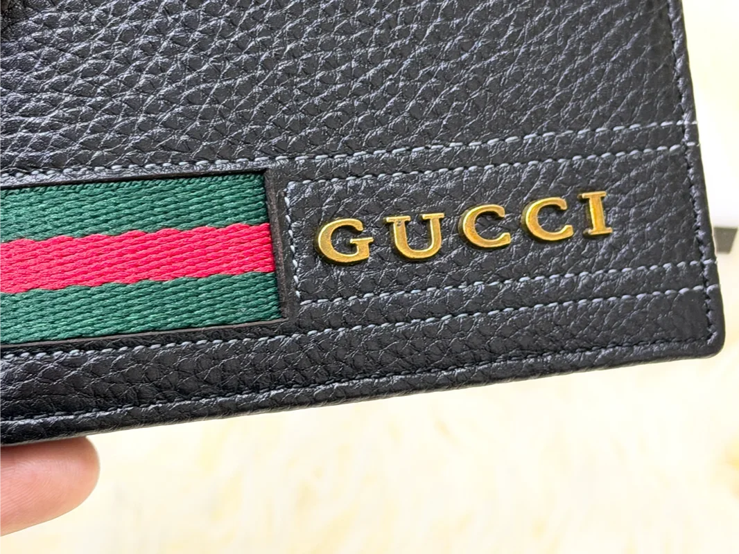 Gucci Black Wallet with Green & Red Web Stripe