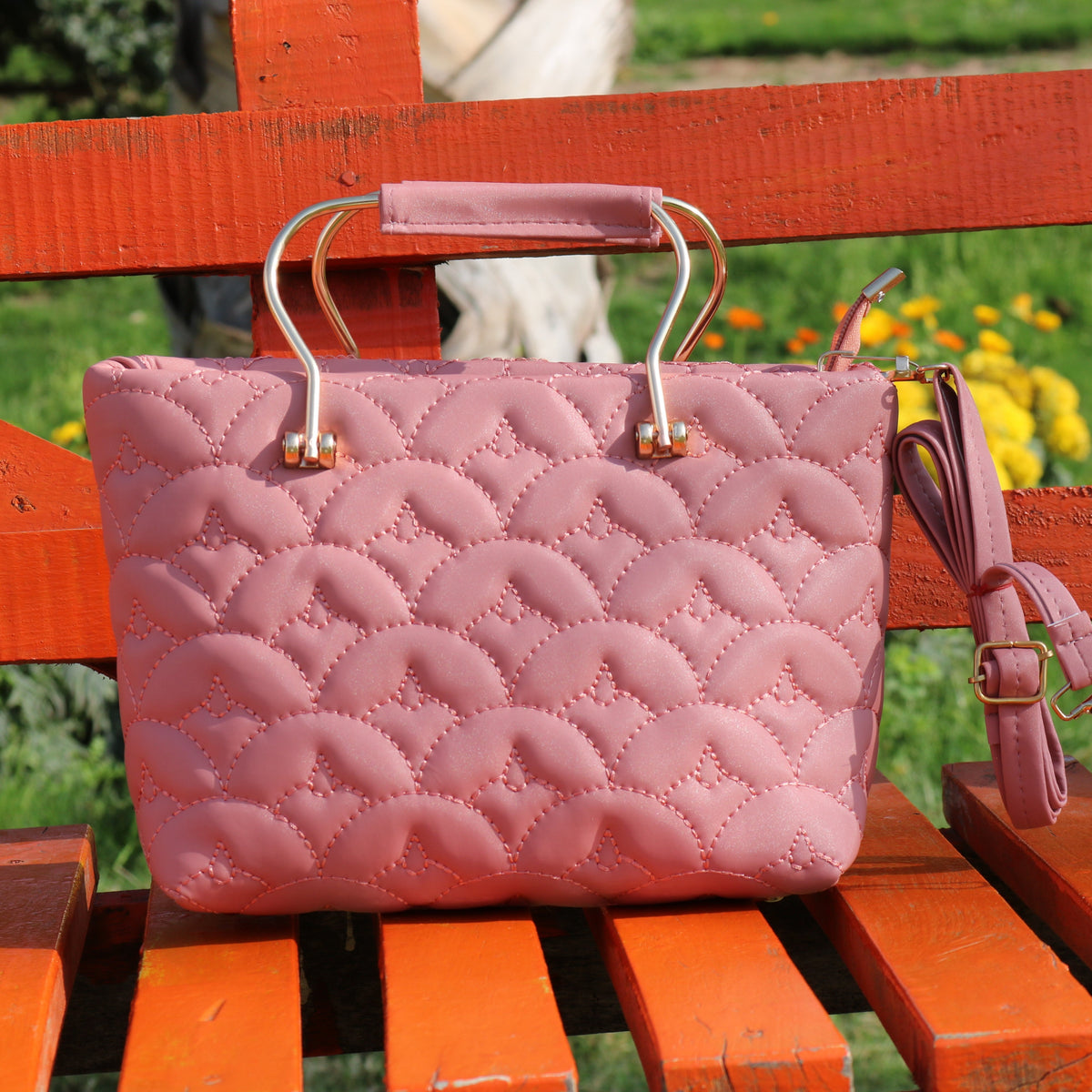 Dusty Rose Quilted Handbag