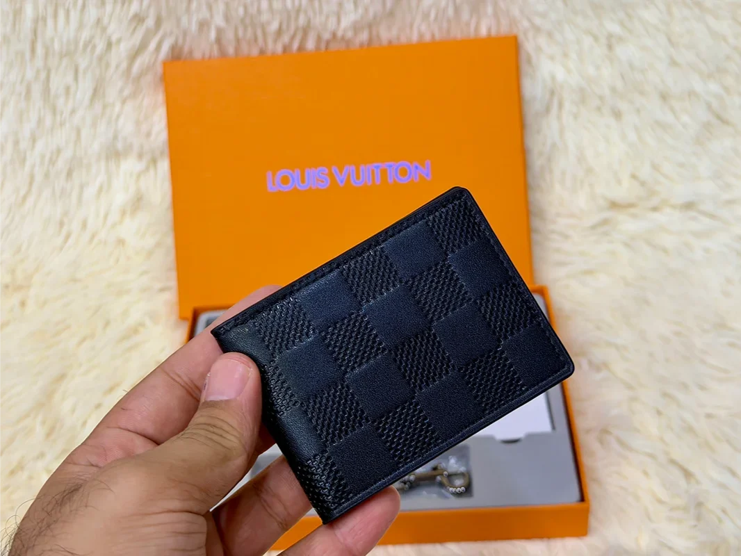 Louis Vuitton Black Damier Wallet Gift Set with Card Holder & Keychain