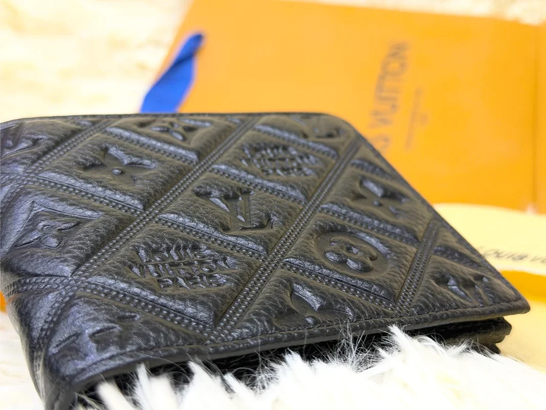 Louis Vuitton Black Embossed Monogram Bifold Wallet