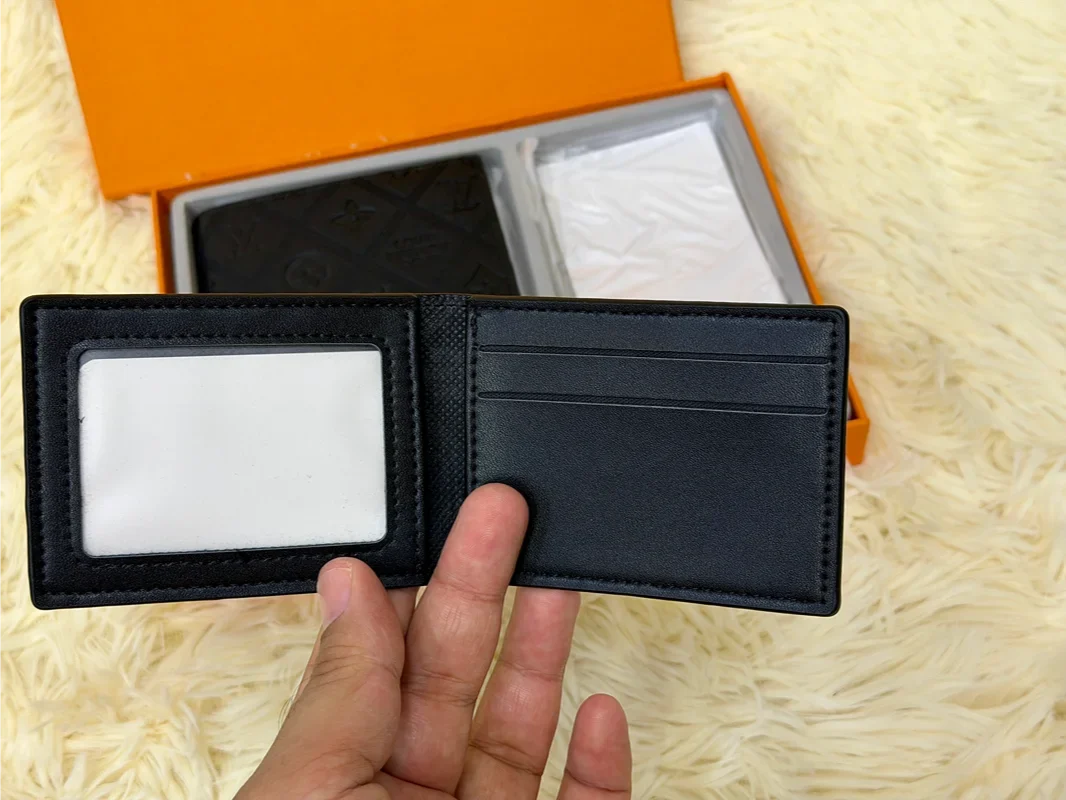 Louis Vuitton Black Embossed Monogram Wallet Gift Set with Card Holder & Keychain