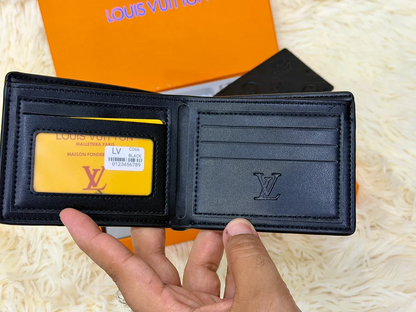Louis Vuitton Black Embossed Monogram Wallet Gift Set with Card Holder & Keychain