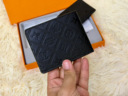 Louis Vuitton Black Embossed Monogram Wallet Gift Set with Card Holder & Keychain