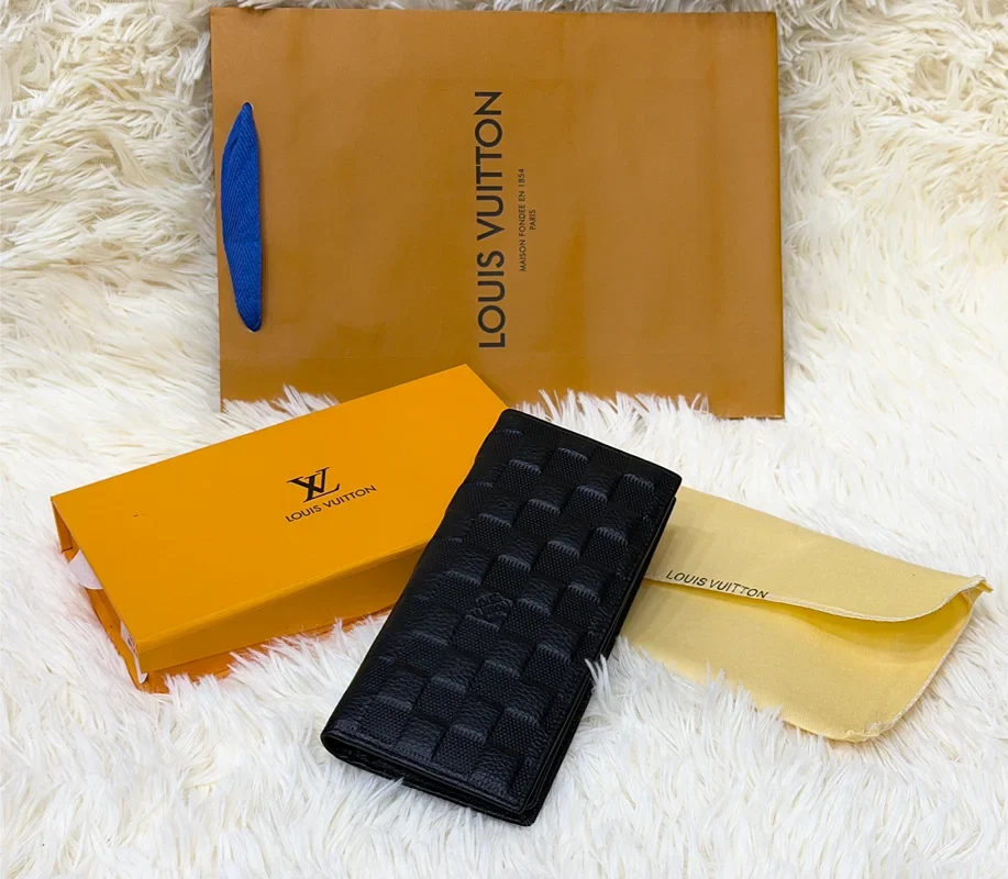Louis Vuitton Black Monogram Checkered Long Wallet