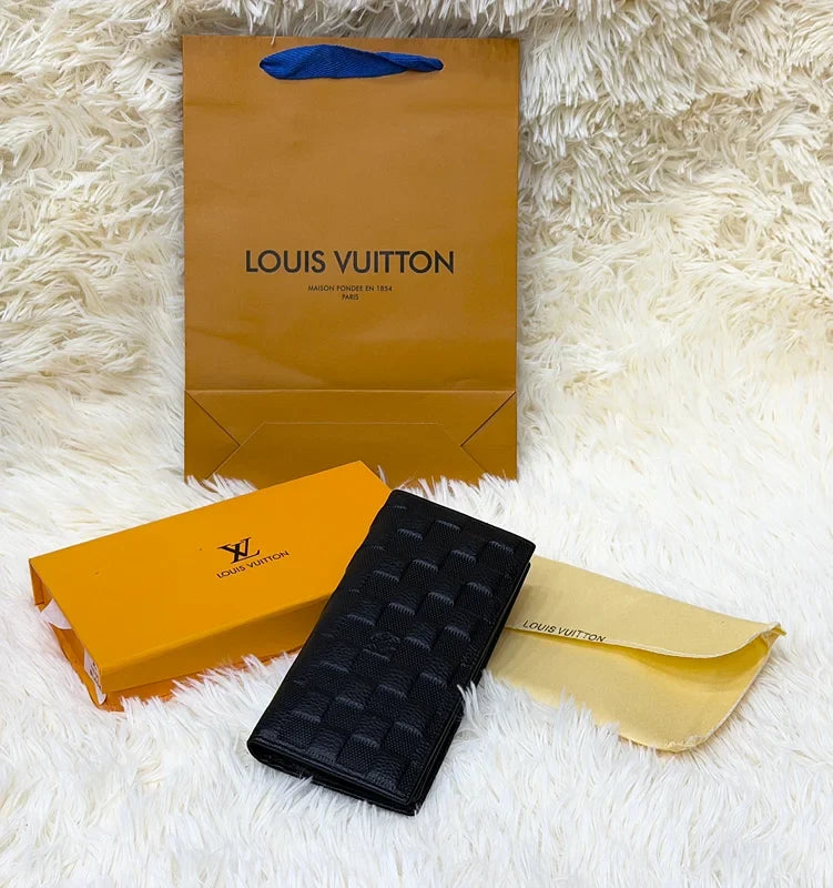 Louis Vuitton Black Monogram Checkered Long Wallet