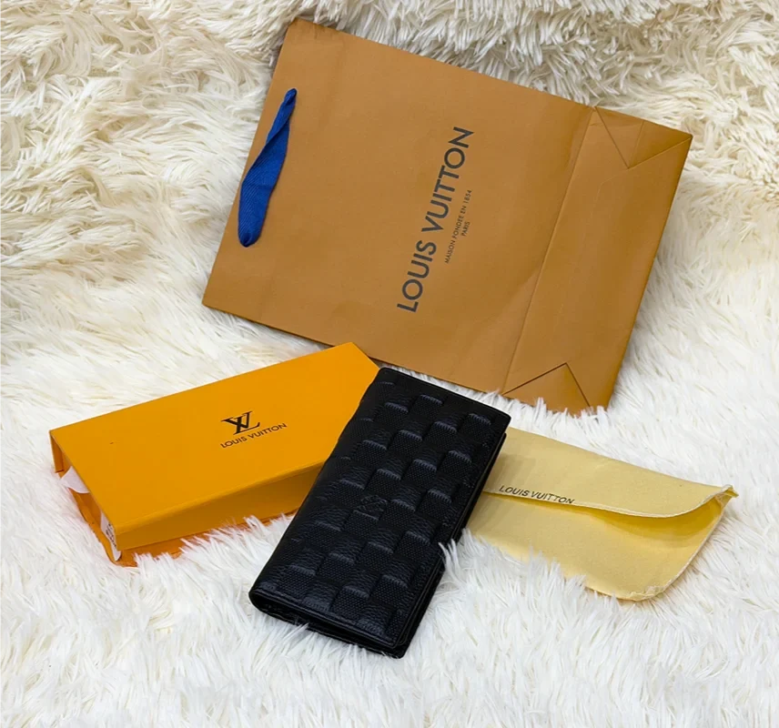 Louis Vuitton Black Monogram Checkered Long Wallet