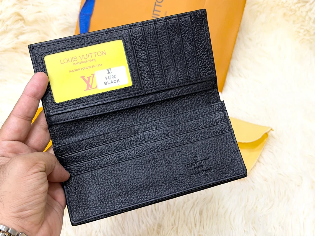 Louis Vuitton Black Monogram Checkered Long Wallet