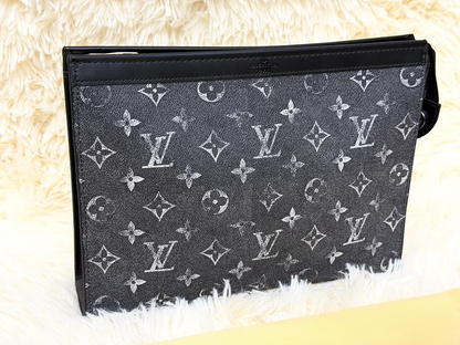 Louis Vuitton Black Monogram Large Zip Pouch with Wrist Strap