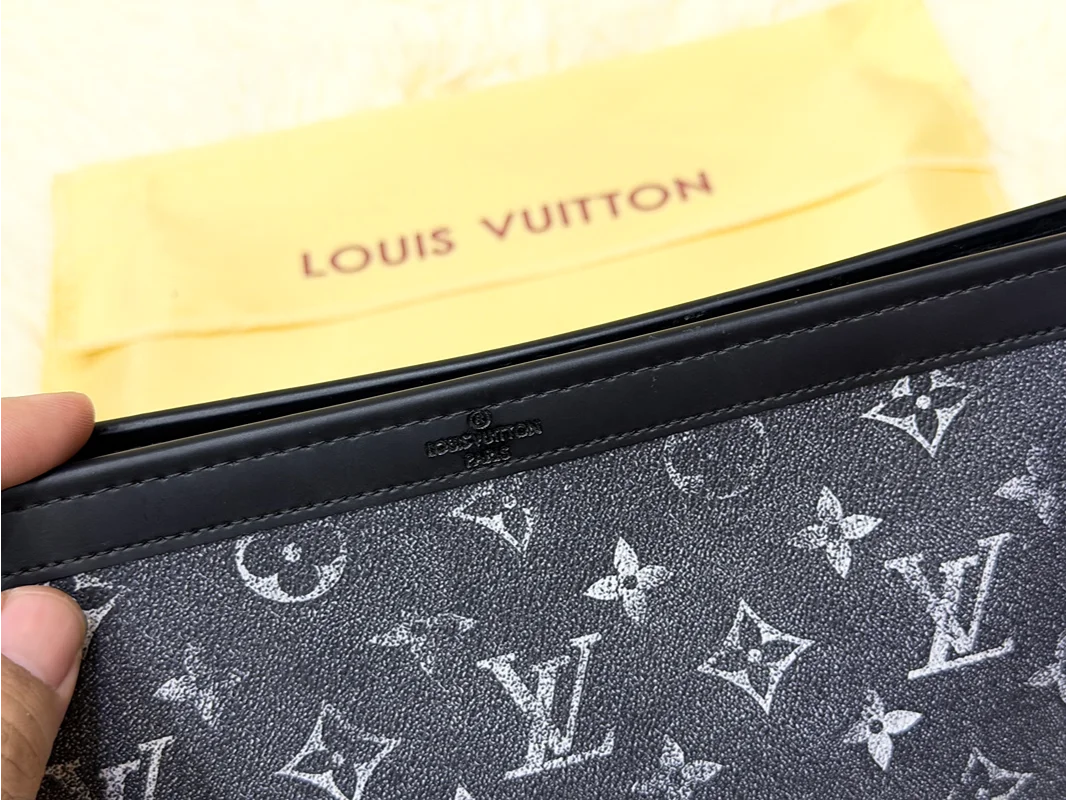 Louis Vuitton Black Monogram Large Zip Pouch with Wrist Strap