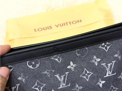 Louis Vuitton Black Monogram Large Zip Pouch with Wrist Strap