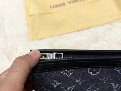 Louis Vuitton Black Monogram Large Zip Pouch with Wrist Strap