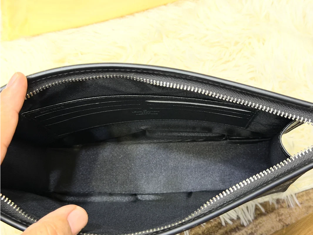 Louis Vuitton Black Monogram Large Zip Pouch with Wrist Strap
