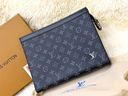 Louis Vuitton Black Monogram Shadow Zip Pouch