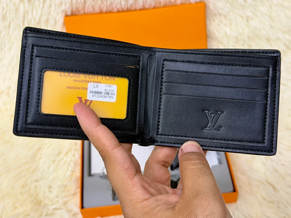 Louis Vuitton Blue Damier Pattern Wallet Gift Set with Card Holder & Keychain