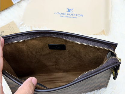 Louis Vuitton Damier Checkered Black Brown Zip Pouch