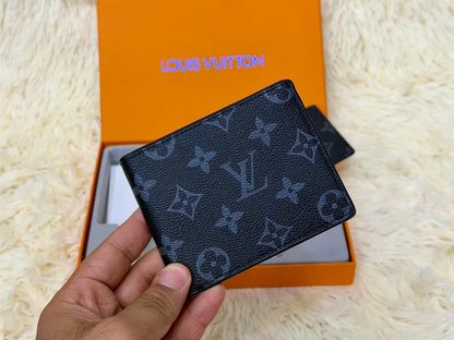 Louis Vuitton Dark Blue Monogram Wallet Gift Set with Card Holder & Keychain